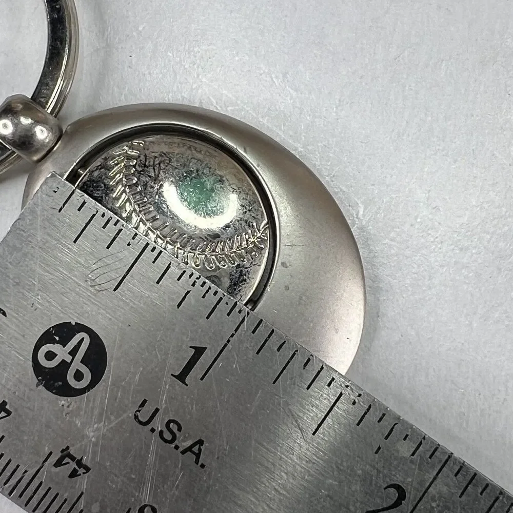 Vintage Spinning Baseball Keychain Keyring Metal Oval 1.5